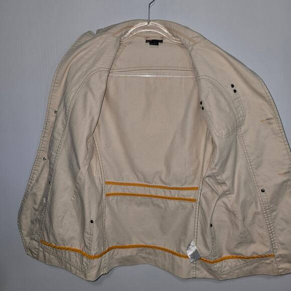 Diesel Mid-2000s Utility Cream Cotton Blazer Top-Stitched Workwear Jacket Small - Picture 4 of 8
